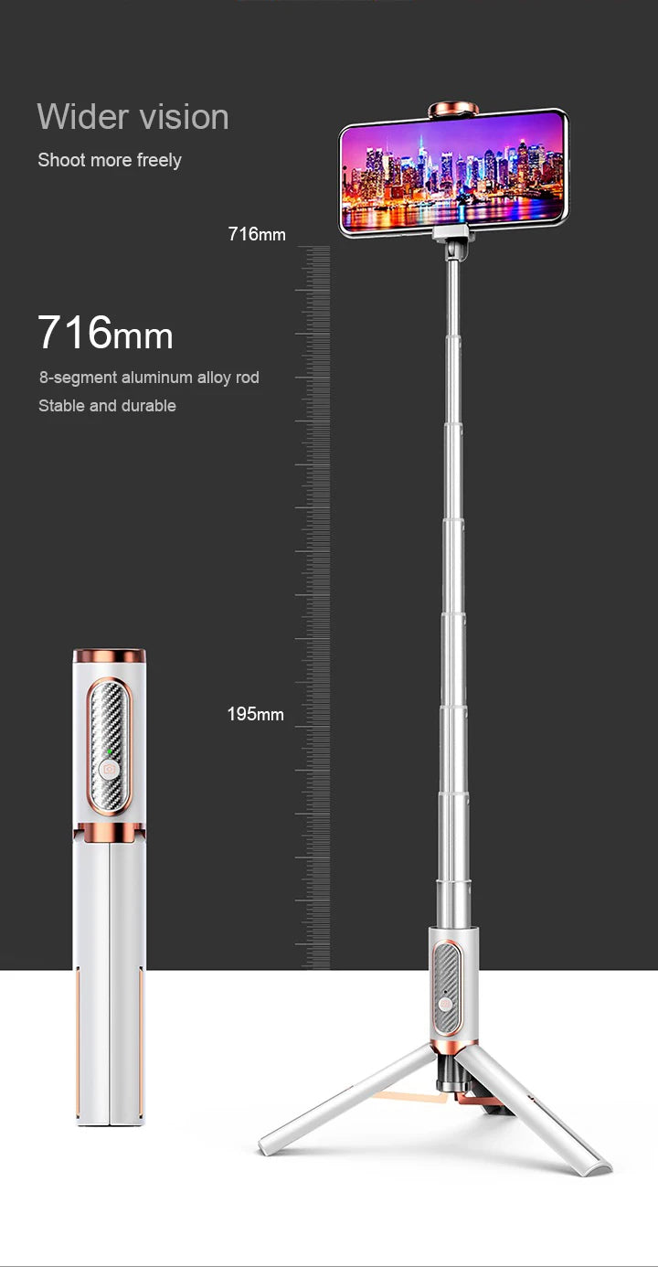 Selfie Stick Wireless Tripod Stand Bluetooth Remote Extendable Tripod for iPhone Mobile Phone Tiktok Live Streaming