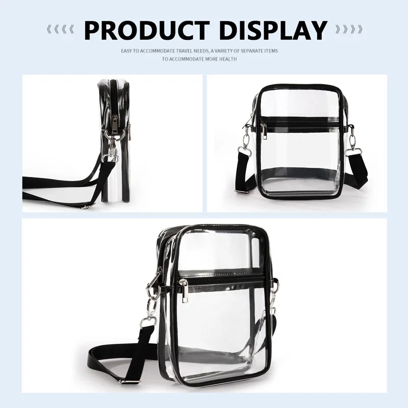 Clear Crossbody Purse Bag,Stadium Approved with Front Pocket for Concerts Sports Festivals Holiday Beach Waterproof Bag
