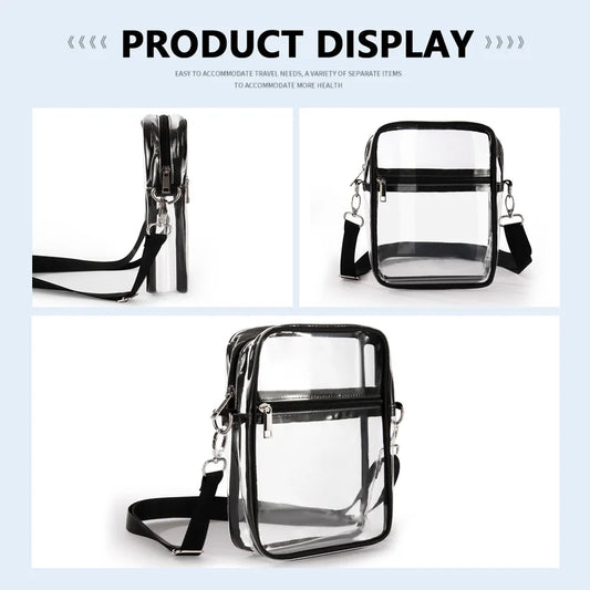 Clear Crossbody Purse Bag,Stadium Approved with Front Pocket for Concerts Sports Festivals Holiday Beach Waterproof Bag