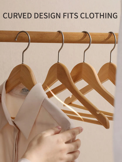 5PCS/10PCS/20PCS/30PCS Solid Wood Hangers Wooden Clothes Hangers Seamless Wood Clothes Hangers