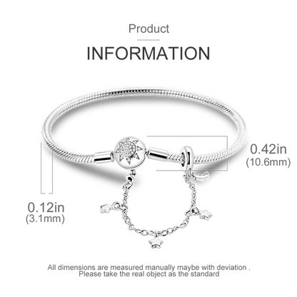 925 Sterling Silver Charm Bracelet - Leaf, Clover, Butterfly & Heart Design | 17-20cm Adjustable