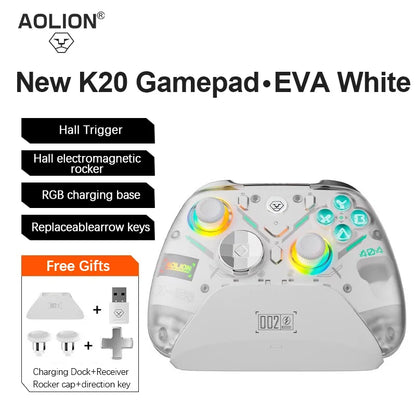 Aolion K20 RGB Wireless Gaming Controller With Charging Dock Gamepad Hall Effect Joystick Trigger For Switch 2/PC/Phone/Switch