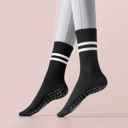3 Pairs Long Yoga Socks with Grip for Women Anti Skid Gripper Socks No Slip Socks for Pilates, Barre, Dance,Yoga