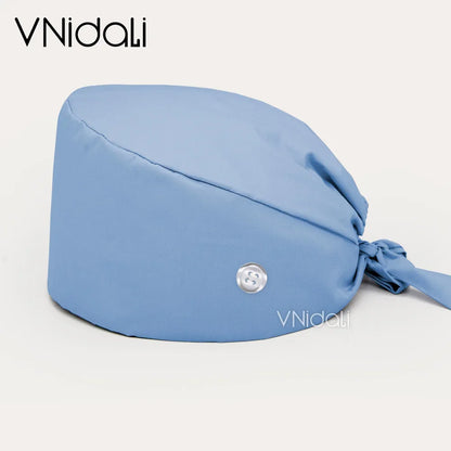 Solid color scrub cap with button pet grooming working Caps  surgical cap Lab work hat  womens Scrub hats nurse accessories