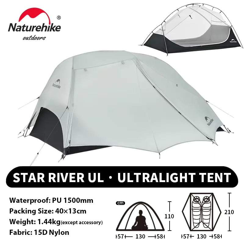 Naturehike Star River 2 UL Tent 2 Person Ultralight Waterproof Camping Double Layer 3 Seasons Outdoor Travel Hiking Fishing Tent