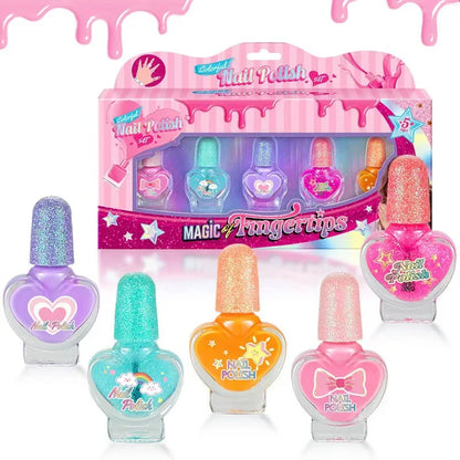 Children's Nail Polish Set 5 Color Safe Non-toxic Water-based Peelable  Girls Princess Dress Up Play House DIY Nail Art Toys