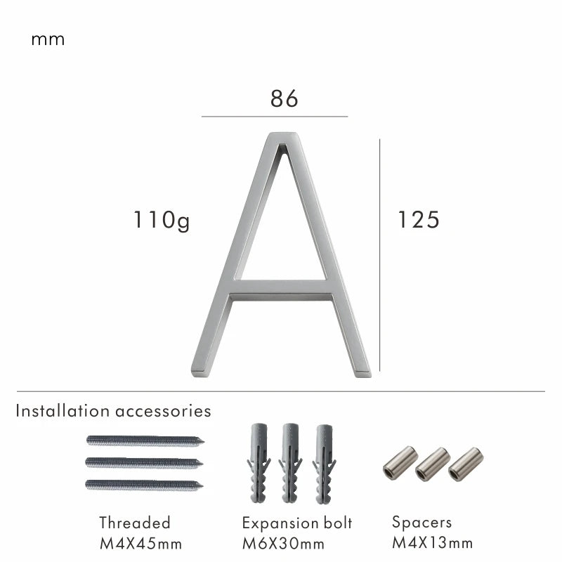 Nurlin 5 inchs 125mm Luxury Address Big House Numbers Modern Gold Black Silver Floating Signage Outdoor Digits Mailbox Sign