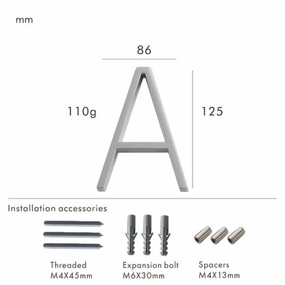 Nurlin 5 inchs 125mm Luxury Address Big House Numbers Modern Gold Black Silver Floating Signage Outdoor Digits Mailbox Sign