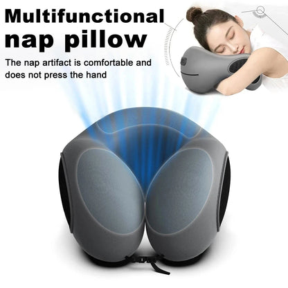 Multifunction U-Shaped Sponge Core Neck Pillow Slow Rebound Soft Travel Pillow For Sleeping Cervical Health Massage Nap Pillows