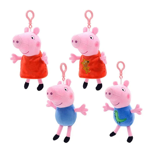 19CM Genuine Peppa Pig George Emily Candy Dennie Pedro Stuffed Plush Toys Keyring Animal Doll Pendant Children's Birthday Gifts