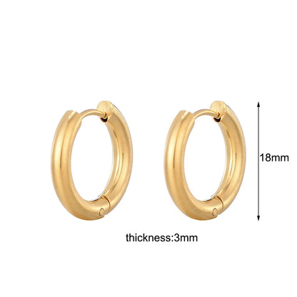 Classic Stainless Steel Hoop Earrings For Women Men Heart Star Oval Rectangle Round Triangle Gold Color Punk Hip Hop Jewelry