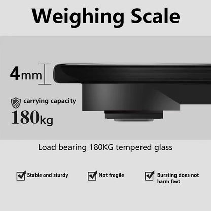Digital Bathroom Scales 180KG Body Weight Weighing Scale LCD Electronic Black