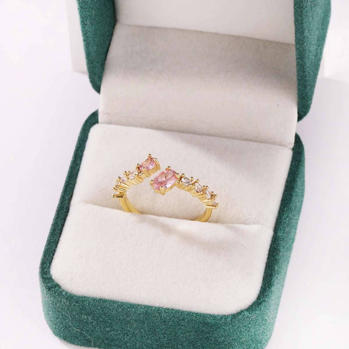 Pink Zircon Bow Heart Rings For Women Gold Plated 18K Plated Adjustable Heart Ring 2026 Trend Wedding Aesthetic Jewelry Gift