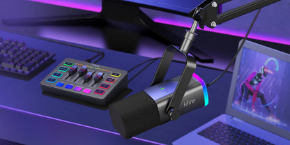 FIFINE Gaming Audio Set Microphone/Mixer/Headset for Streaming Podcasting,Podcast Set for Youtube/OBS/Tiktok/X/VK - AM8/H9/SC3