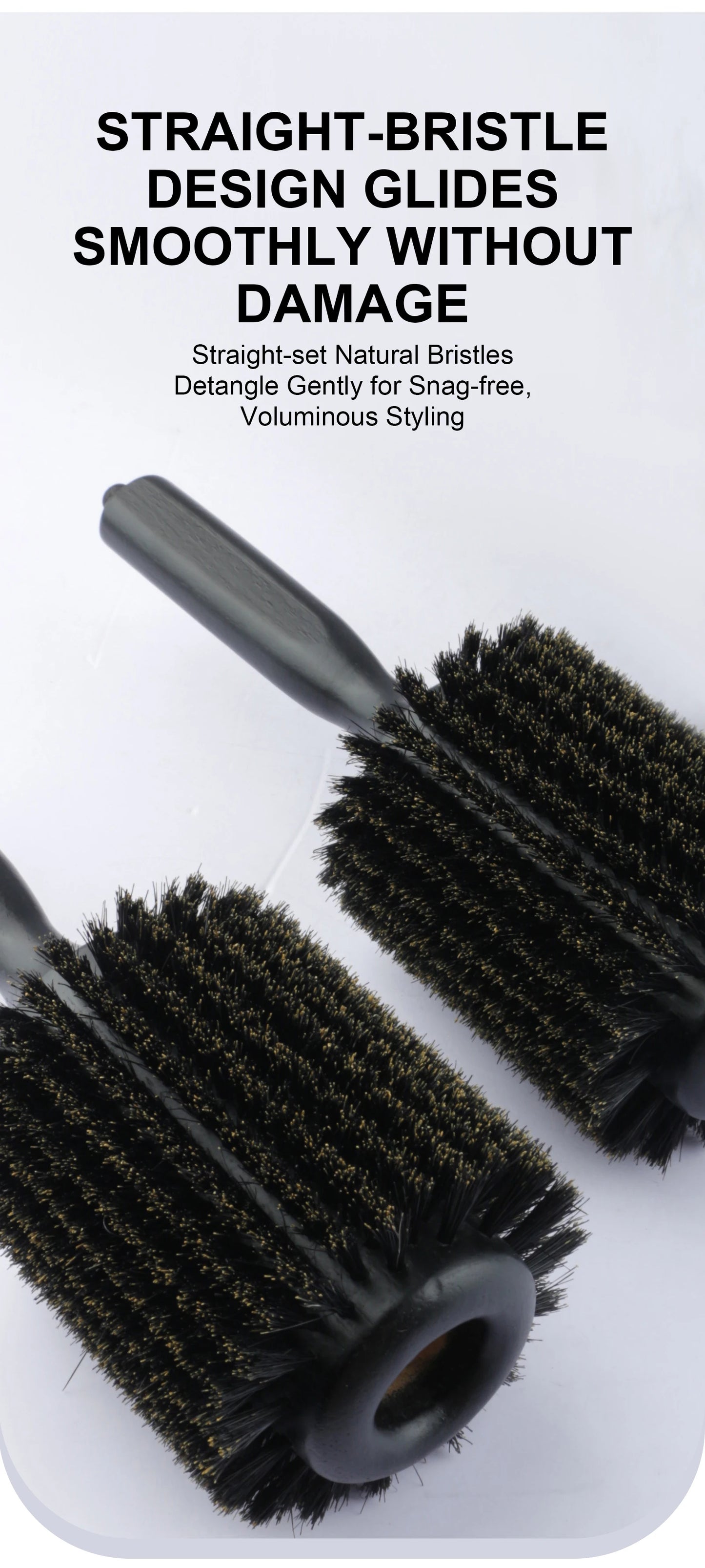 6 Sizes Boar Bristle Round Hair Brush Curly Hair Styling Comb Professional Removable Tail Barber Hairdresser Round Rolling Comb