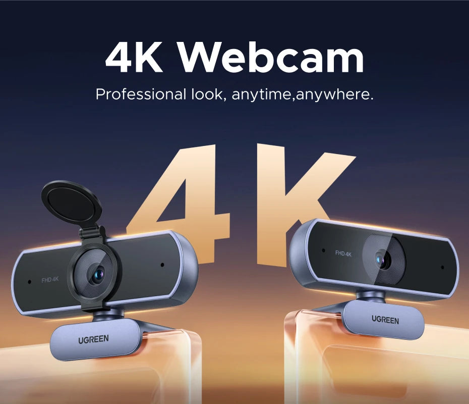 UGREEN 4K FHD 1080P Webcam 8MP for PC, PDAF Auto Focus, Dual AI Noise-Cancelling Mics, Web cam Camera for Zoom/Teams/Google Meet