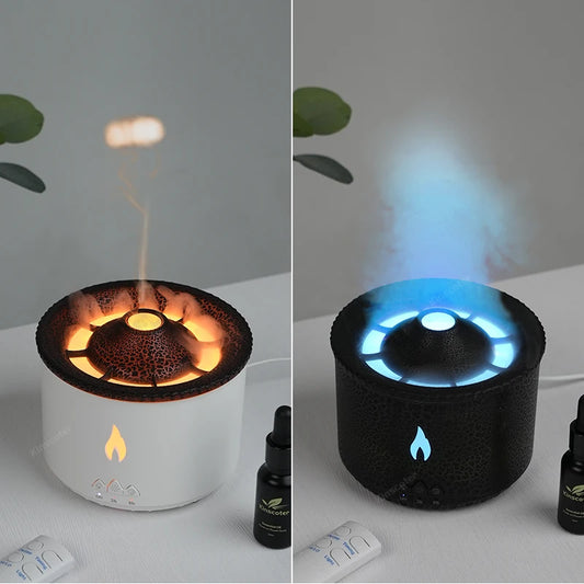 KINSCOTER Vulkanflammen-Aroma-Diffusor, Quallenrauchring-Luftbefeuchter, 360 ml, Aromatherapie-Diffusor für ätherische Öle, tolles Geschenk