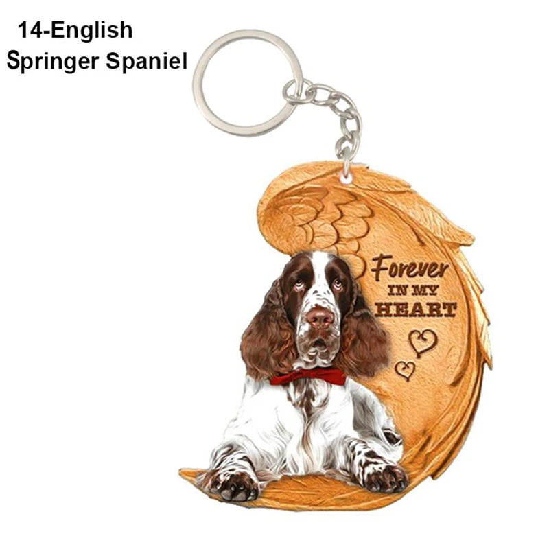 Dog Memorial Keychain - Forever In My Heart Angel Pendant Pet Jewelry Gift