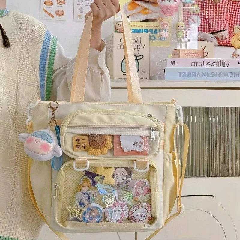 Japanese Transparent Ita Bag Handbag Women Anime Portable Large Capacity Girls Shoulder Tote Bag Nylon Crossbody Bags ItaBag