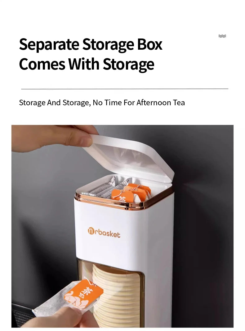 Disposable Cup Holder Cup Extractor Wall Mounted Non Perforated Dust-Proof Moisture-Proof Storage Rack