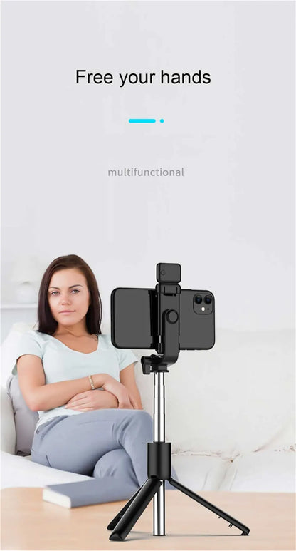 Portable Wireless Selfie Stick Tripod Stand with Light Bluetooth Remote Extendable Tripod for Mobile Phone Tiktok Live Streaming