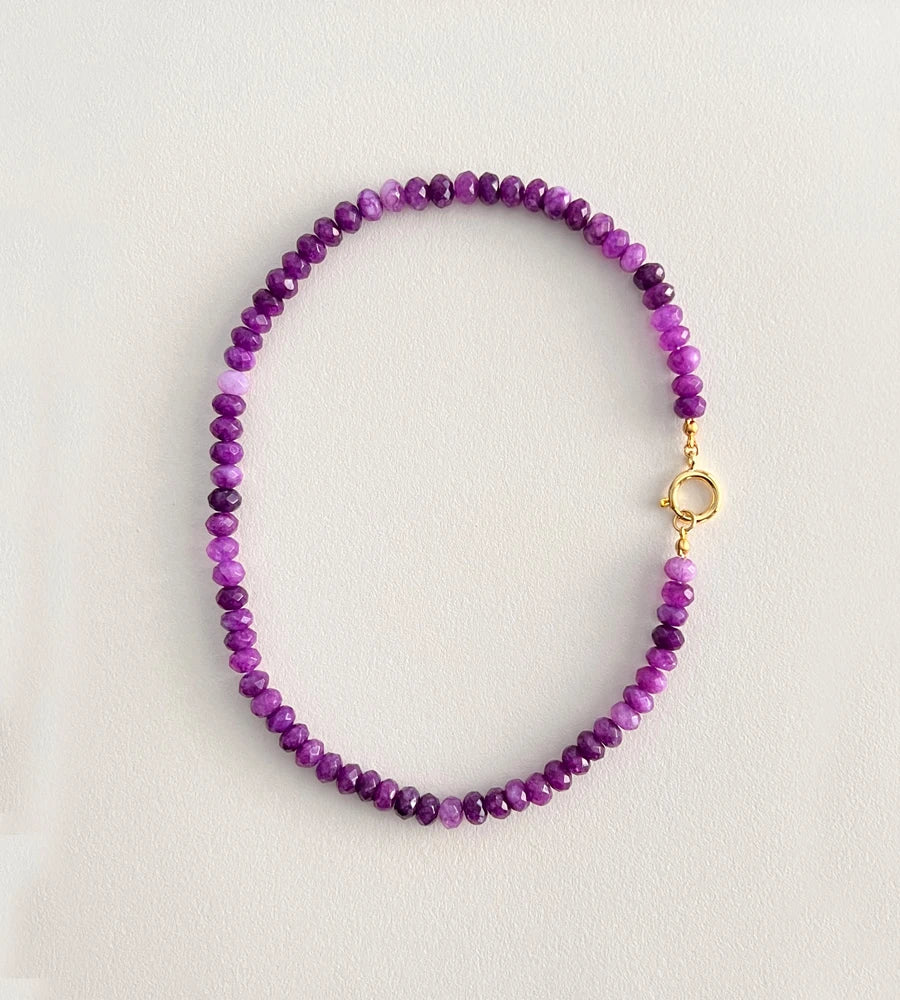 Colored Semi-precious Stone Fashion Necklace 5*8 Cut Natural Stone Beaded Necklace For women, Luxury Handmade  Jewelry