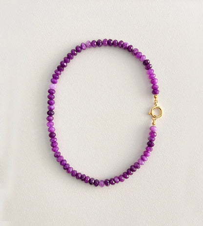 Colored Semi-precious Stone Fashion Necklace 5*8 Cut Natural Stone Beaded Necklace For women, Luxury Handmade  Jewelry