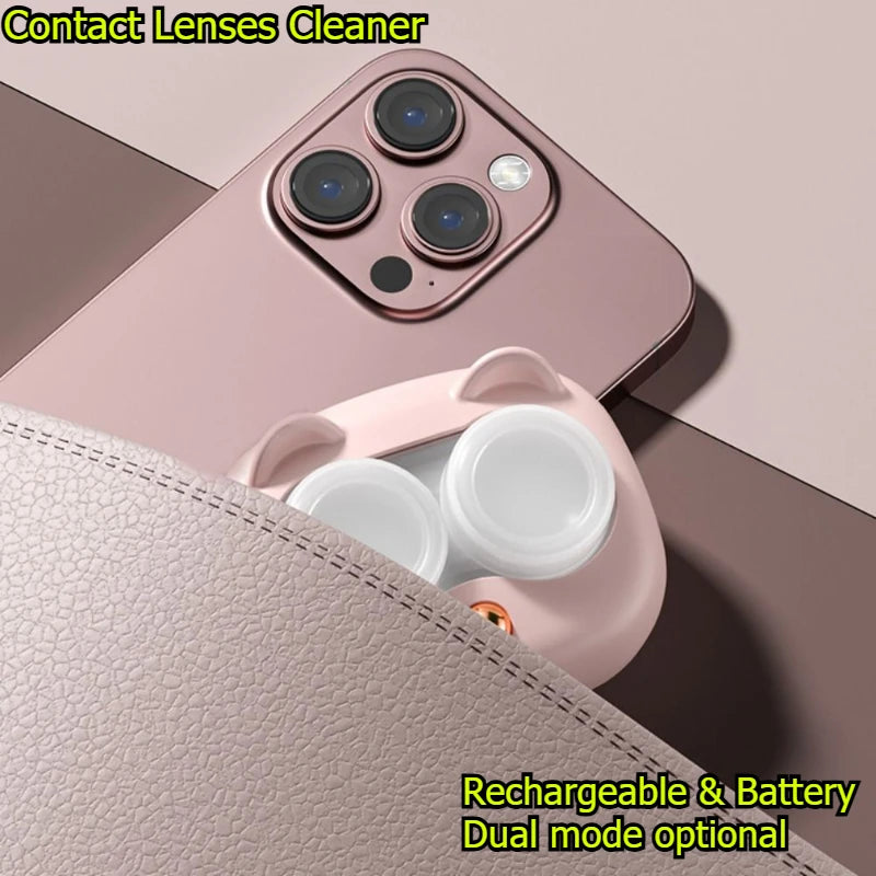 USB Ultrasonic Contact Lens Cleaner Machine,  with Removable Box, Portable Rechargeable & Battery Dual mode optional