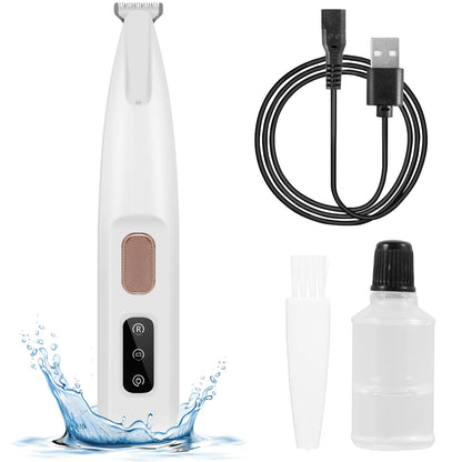 Electric Pet Paw Trimmer Rechargeable Cat Paw Clipper Low Noise Dog Paw Trimmer Kit with LED Light Waterproof Pet Grooming Tools