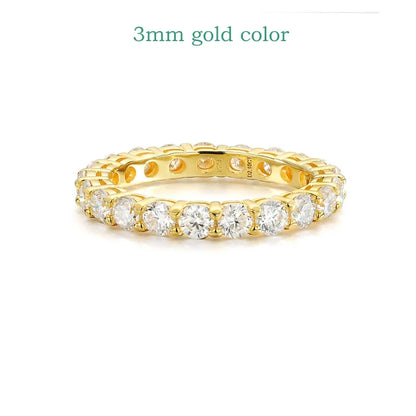 Smyoue 18k Gold Plated 3/3.5mm All Moissanite Diamond Rings for Women Wedding Full Eternity Bands 925 Sterling Silver Jewelry