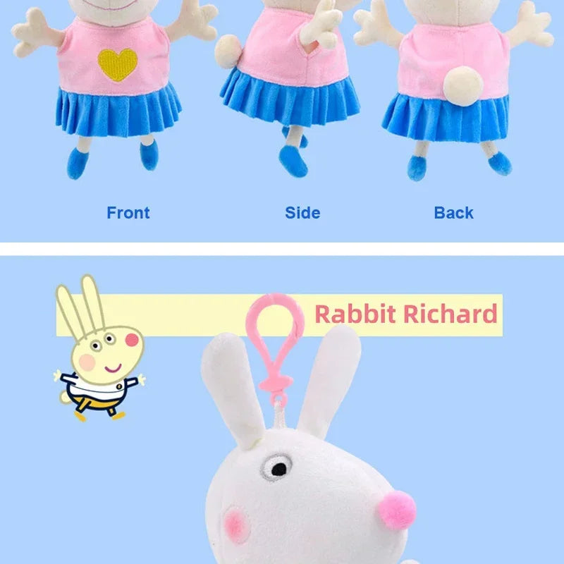 19CM Genuine Peppa Pig George Emily Candy Dennie Pedro Stuffed Plush Toys Keyring Animal Doll Pendant Children's Birthday Gifts