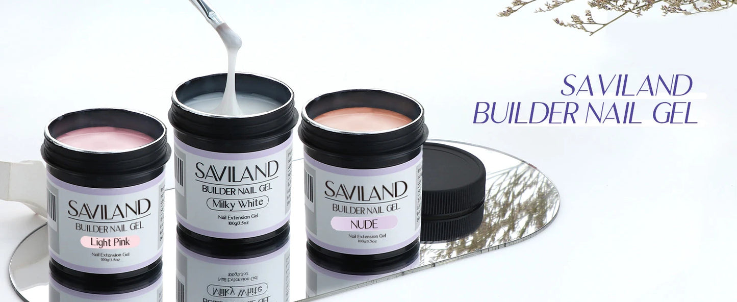 Saviland 100g Builder Nail Gel White Nude Pink Nail Extension Gel Multifunctional Nails Art Gel Polish Soak Off UV for Salon DIY