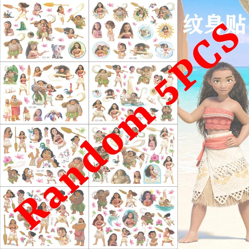 Moana 2 Disney Tattoo Stickers Children's Toys Cartoon Anime Kawaii Sticker Kids Birthday Party Decoration Boys Girls Cute Gifts
