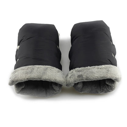 2pcs Black Waterproof Pram Stroller Warm Gloves Mitten Winter Hand Muff Baby Stroller Mitten Winter Warm Stroller Accessories