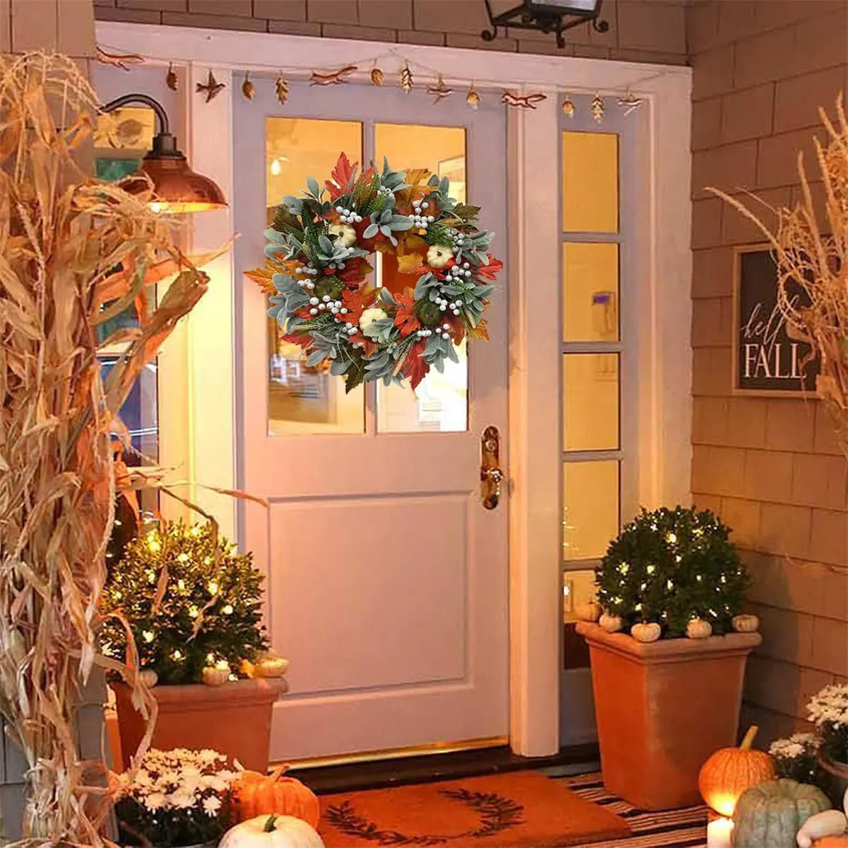 Decoration Wreath Fall Peony Pumpkin Sunflowe for Front Door Festival Celebration Peony home Farmhouse