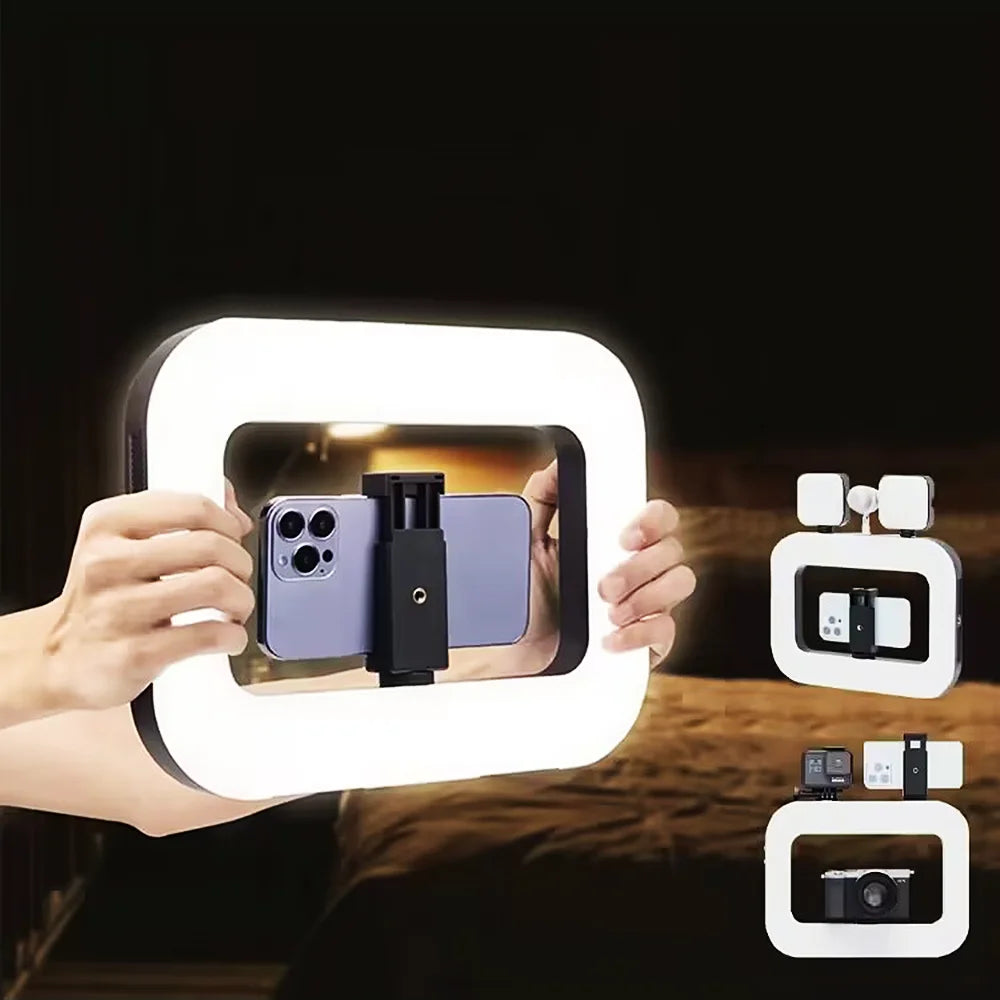 New Handheld Ring LED Rechargeable Fill light Portable Mobile Phone Live Broadcast selfie Photography Desktop Rabbit Cage