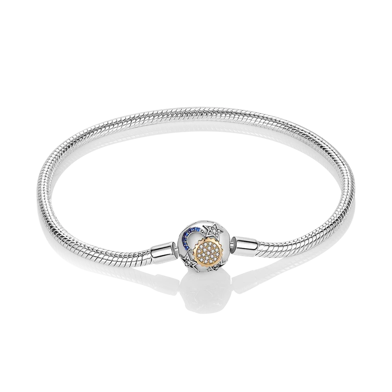 925 Sterling Silver Charm Bracelet - Leaf, Clover, Butterfly & Heart Design | 17-20cm Adjustable