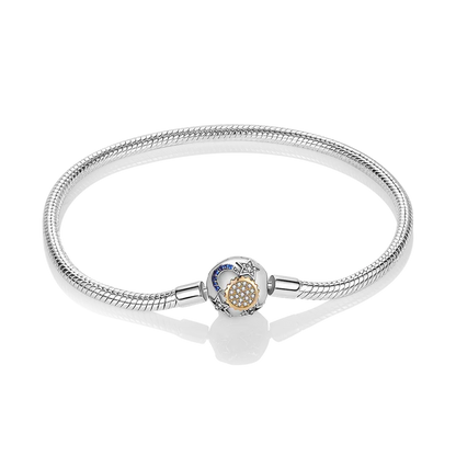 925 Sterling Silver Charm Bracelet - Leaf, Clover, Butterfly & Heart Design | 17-20cm Adjustable