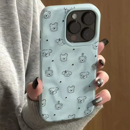 Cute Minimalist Full Puppies Soft Phone Case for iPhone 17 16 Pro Max 15 16 Pro 13 14 12 11 Pro Max Plus 16E 17Air Stylish Cover