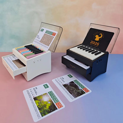 BT Taylor Piano Calendar 2025 Music Sheets Toy Playable Mini 15 Keys Piano Calendar with 27 Music Calendar Cards 52 Songs