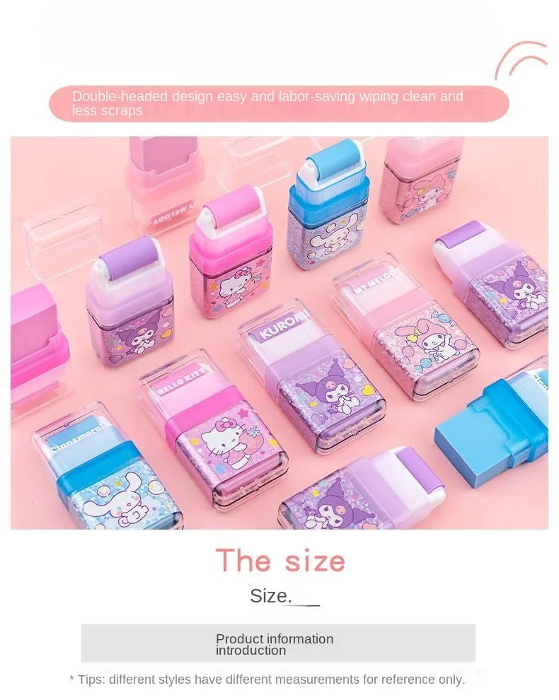 Sanrio All-Star Eraser For Students Cartoon Cute Kuromi Cinnamoroll My MelodyHello KittyPompompurin Roller Storage Eraser Gift