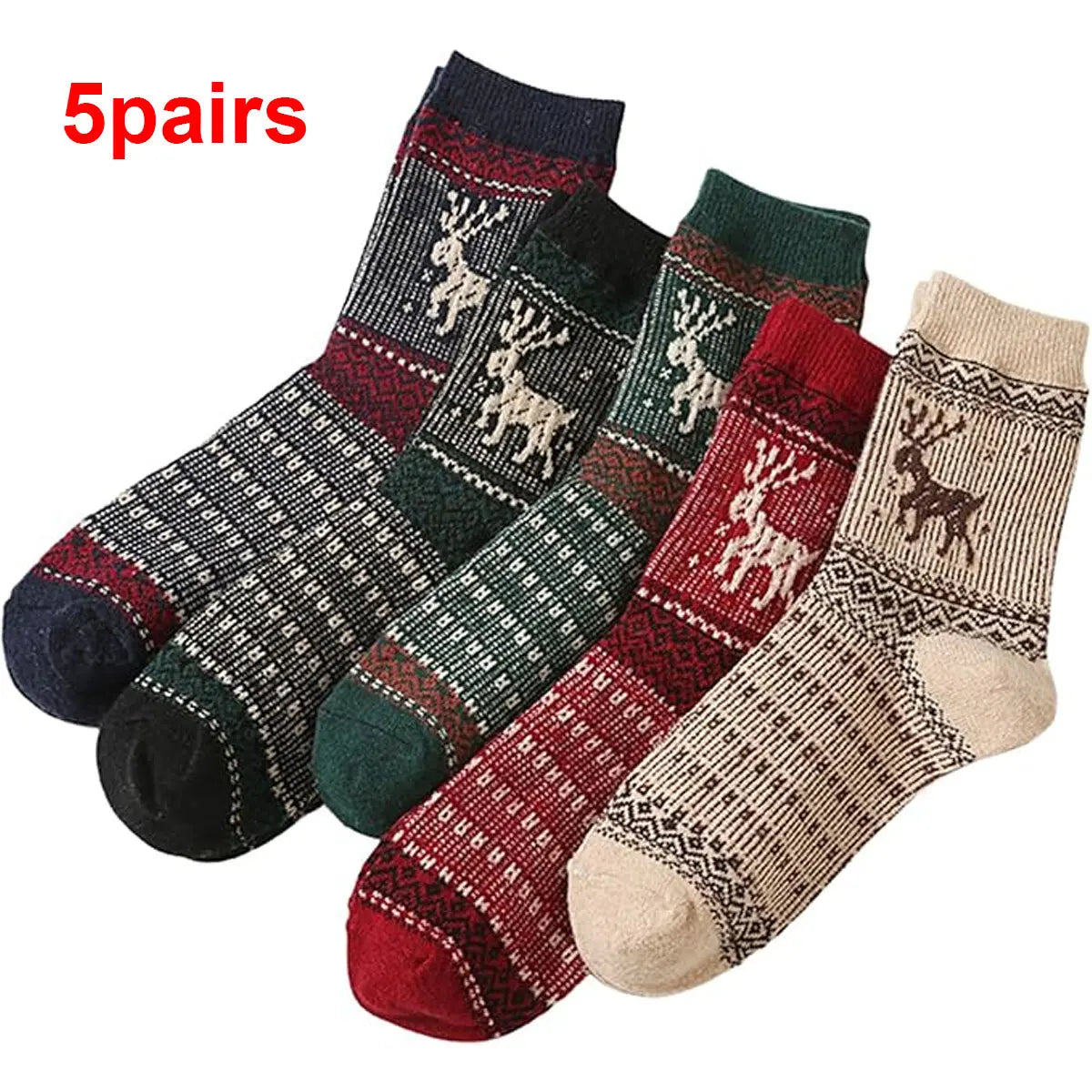 5 Pairs Winter Men's Thicken Sheep's Wool Socks - Warm & Retro | Colorful Fashio