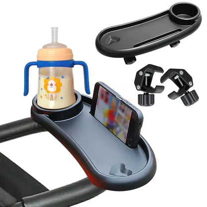 3-in-1 Baby Stroller Tray with Cup Holder & Phone Stand - Universal Toddler Snack Table Accessory