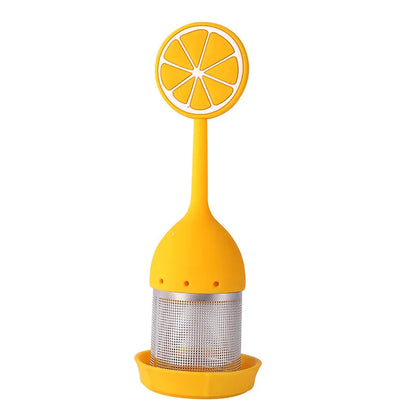 Silicone Handle Tea Infuser Stainless Steel Tea Ball Filter Teapot Cha Coffee Strainer Creative Lemon Orange Shape Spice Sieve
