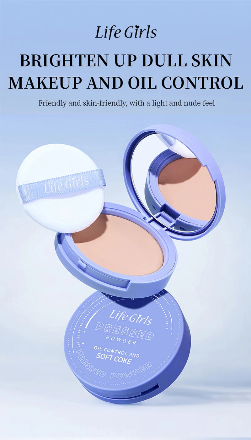 Life Girls Skin Tone Waterproof, Sweat-Proof Powder, Naturally Brightens, Conceals Concealer, Soft and Smooth, Natural and Transparent, Transparent Makeup, Self-Puff