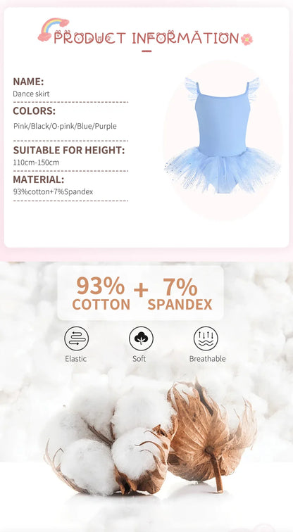 Girls Ballet Leotards Ballet Tutu Dress For Kids Dance Clothes With Skirt Gymnastics Dancewear Balleriana Clothes Short Sleeves