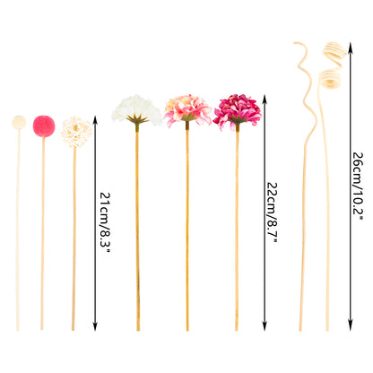 NEW 10PCS Pink Hydrangea Flower Rattan Sticks Fireless Fragrances Reed Diffuser Stick DIY Ornaments Home Decor