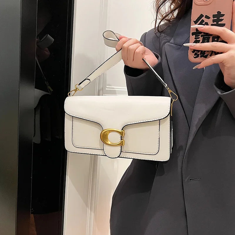 New Women's High-End Pure Color Simple Square Bag Multi-Layer Commuting Single Shoulder Bag Neutral Minimalist Style