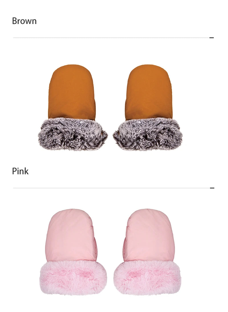 Stroller Gloves 1 Pair Winter Windproof Warm Cute Bear Brown Style Universal Prams Gloves Waterproof Baby Stroller Accessories