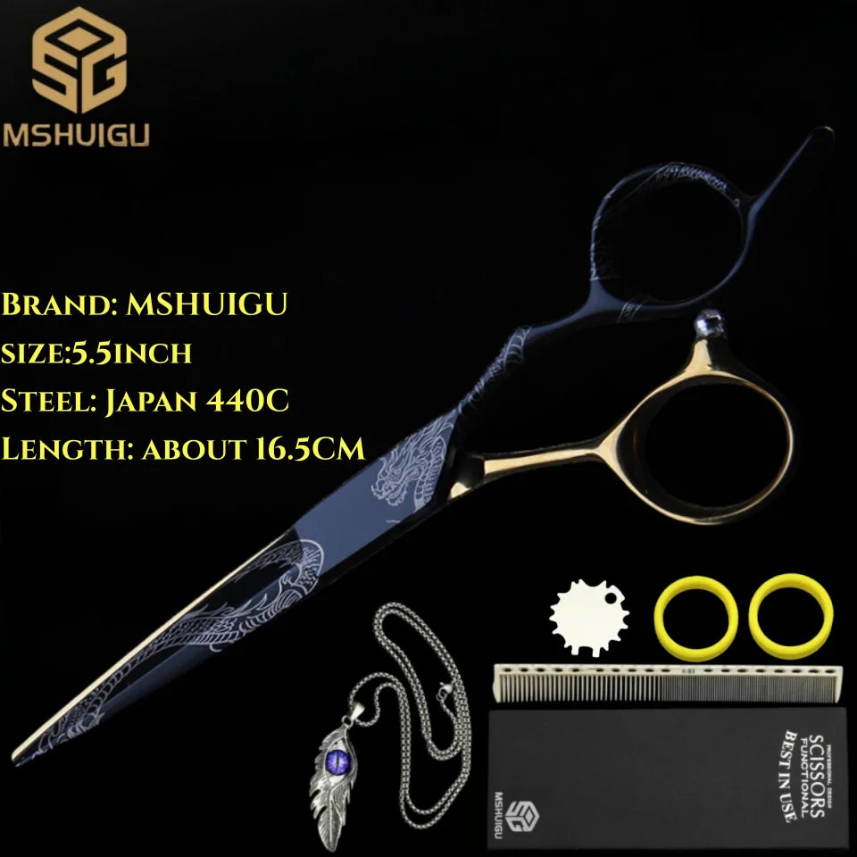 MSHUIGU professional barber Small size scissors 440C 5-5.5-6inch Multifunctional thinning shears Salon Tool Accessories